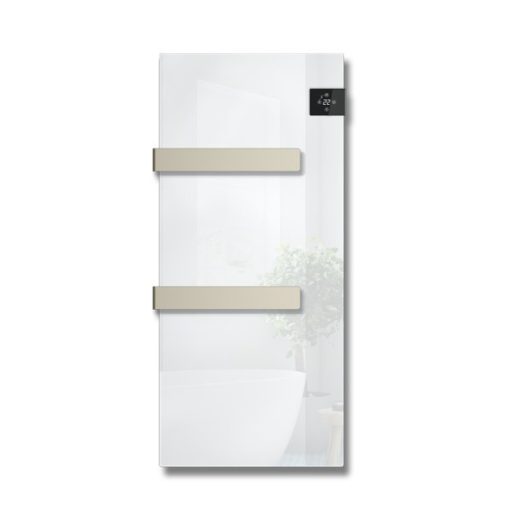 Radialight Silk prémium törölközőszárító radiátor, üveg előlappal 750 W - energiatakarékos működéssel, kettős hőleadással