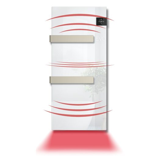 Radialight Silk EVO prémium törölközőszárító radiátor, üveg előlappal 1000 W - energiatakarékos működéssel, turbófűtéssel, kettős hőleadással