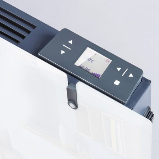 Radialight Aethera prémium elektromos fali fűtőpanel, vékony üveg előlappal, fehér - energiatakarékos, kiegészítő WiFi modullal felszerelhető