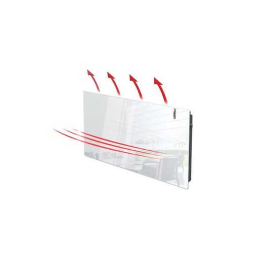 Radialight Aethera prémium elektromos fali fűtőpanel, vékony üveg előlappal, fehér - energiatakarékos, kiegészítő WiFi modullal felszerelhető