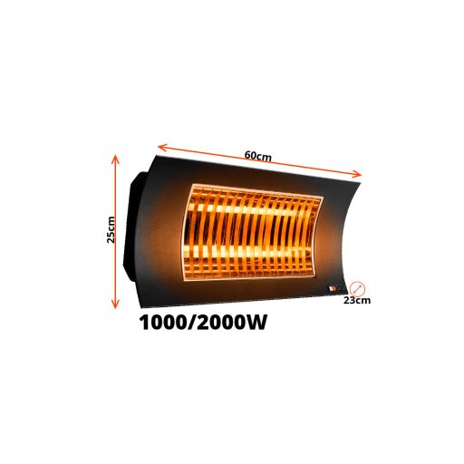 Radialight Oasi kültéri infrasugárzó, 1000/2000 W - teraszfűtéshez, azonnali hőérzettel és elegáns kialakítással