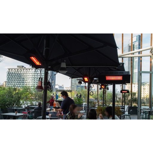 Radialight Oasi HT ipari kültéri infrasugárzó 2000 W, fekete - teraszfűtéshez, vendéglátóhelyekre, azonnali hőérzettel és időjárásálló védelemmel