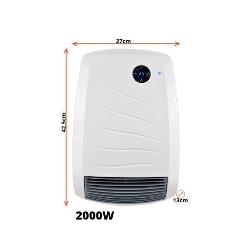 Radialight Bali fürdőszobai fali gyorsfűtő készülék 1200/2000 W - gyors felfűtéssel, beépített digitális termosztáttal