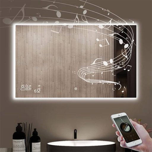 BVF ADELIG okostükör Bluetooth hangszóróval 60x60cm 200 W - LED világítással, páramentesítéssel és okosfunkciókkal