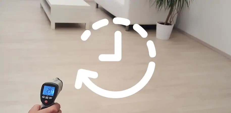 Padlófűtés felfűtési idő – illusztráció